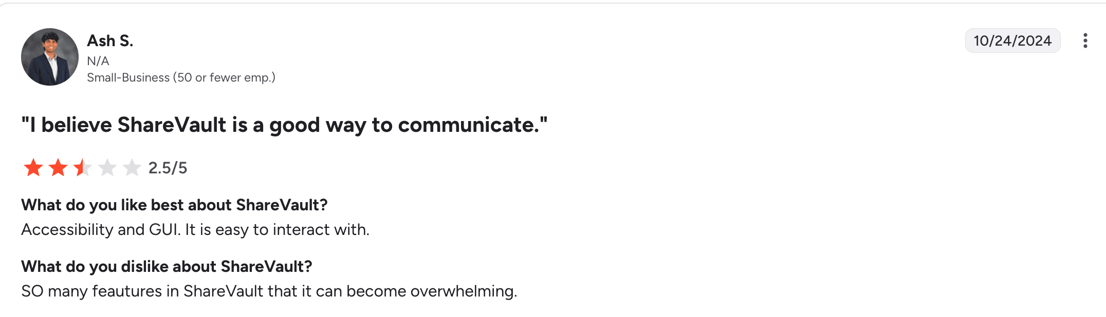 Sharevault customer review