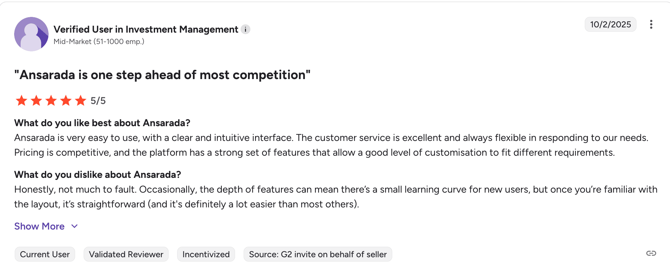 Ansarada customer review