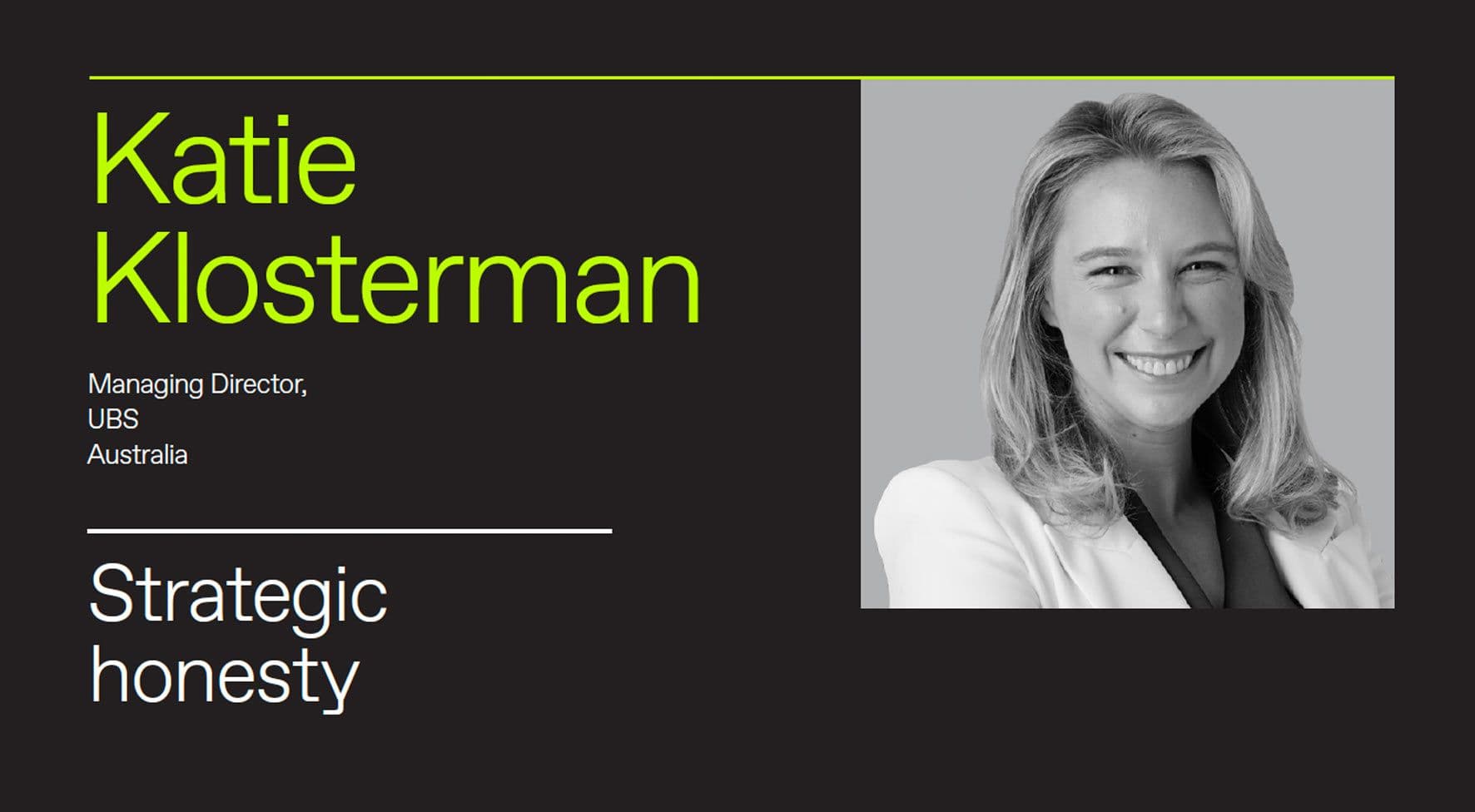 Katie Klosterman, UBS Australia: Strategic Honesty in M&A