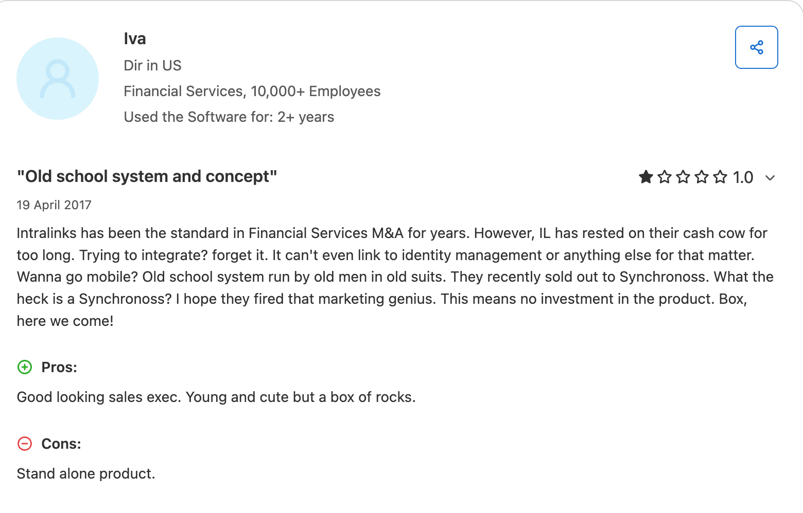 Intralinks customer review