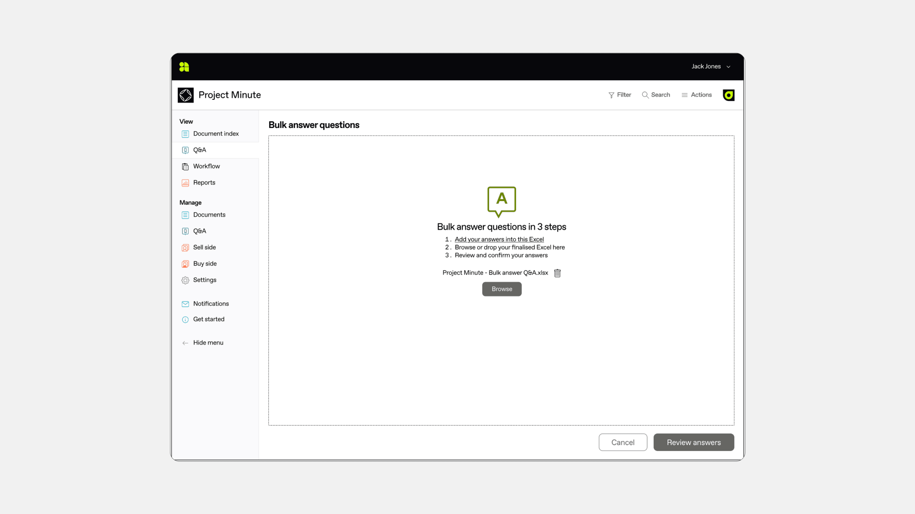 Bulk upload Q&A answers from Excel