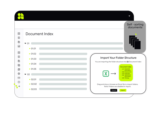 Simple document collation in the virtual data room document index