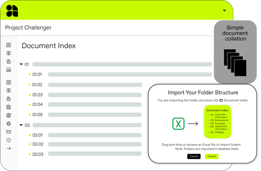 Simple document collation in the virtual data room document index