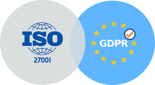 ISO 27001 and GDPR compliance badges
