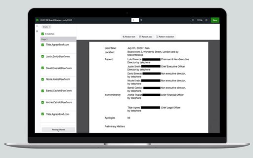 Analyst using Ansarada's document integration tool on laptop