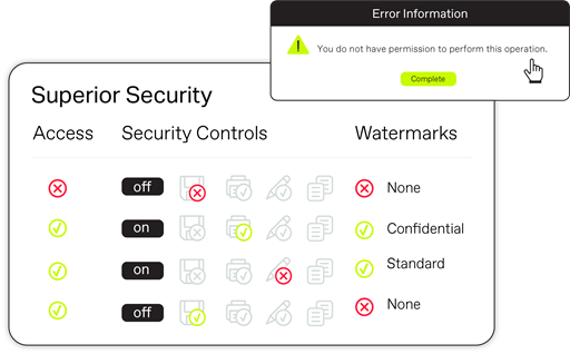 Superior security with granular settings 