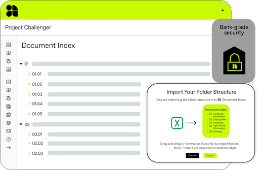 Simple document collation in the virtual data room document index